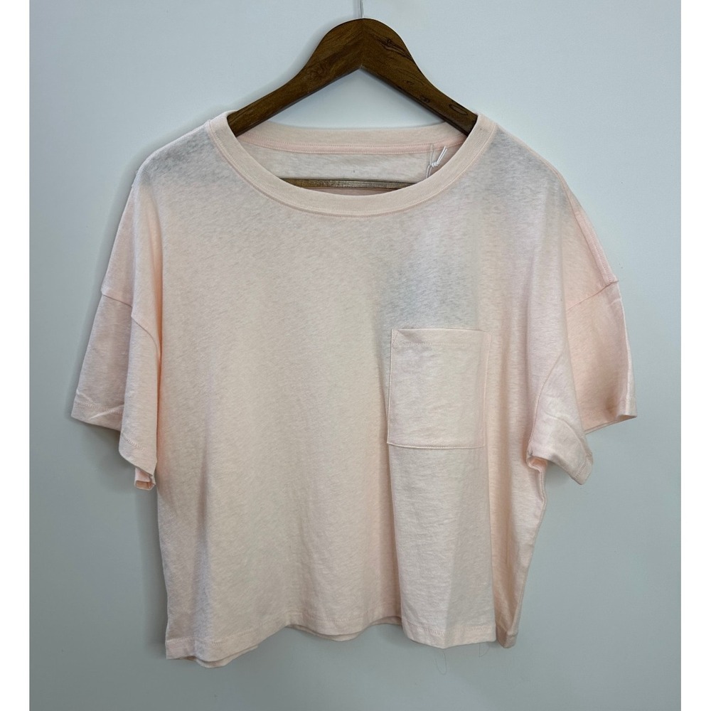 New Everlane Box Cut Crop Top Pocket Tee Pink Elevated Basic Large Minimalist - Picture 11 of 11